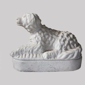 25-13561x, Rare carved white marble spaniel on mound, artist- Howard A. Brigden, 1841-1913, Trumbull Co., Ohio, fine condition. $29,500