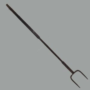 16-26248, Hand wrought iron fork, copper inlay initialed PS 1831, PA. $975