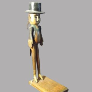 27-15982, Carved wood figure of a man with top hat, signed Oct. 8 1938, made by W.H. Stephens, Uniondale PA. $2,250