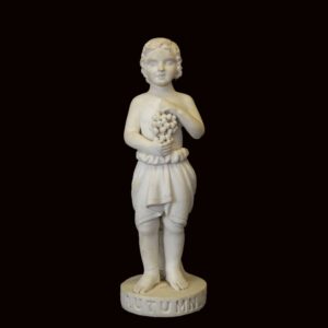 13-22601, Carved marble statue of a girl holding grapes titled "Autumn", late 19th early 20th century. $1,495