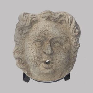 15-26012, American garden fountain carved limestone facial profile, cupid like face, early 20th century. $2,950