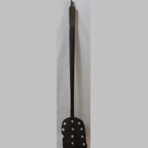 13-22297, Wrought iron strainer spatula unusual form stamped I.P. dated 1804, probably Berks Co., PA  $375