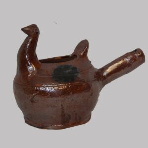 26-14357, PA Redware pottery figural bird whistle, Attr. to C. Shutter, bill repair. $5,950