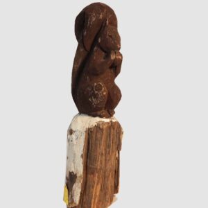 24-11178, Wood carving of a squirrel holding a nut on post, painted surface, late 19th early 20th century. $395