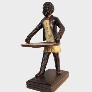 25-11444x, Carved wood counter figure holding tray, painted surface detailed hair and facial features, 1850-75, English of French. $4,950