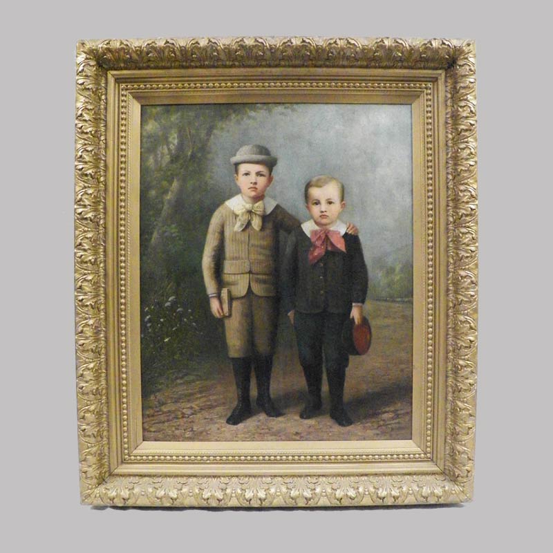 31-21003, Painting on canvas portrait of two young boys, by Frederick A. Spang, 1834-1891, 36" x 29". $4,400