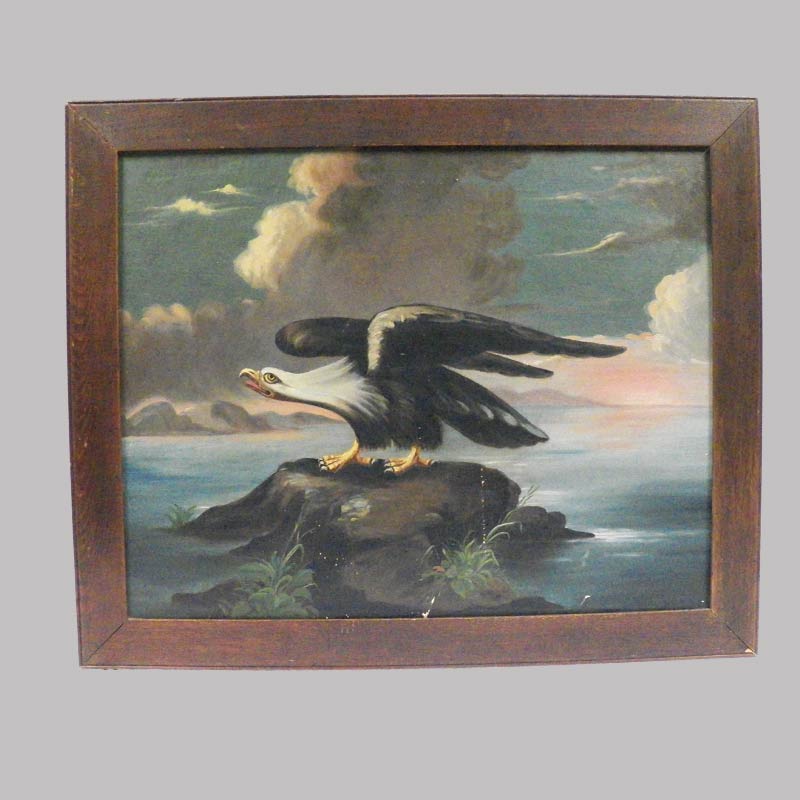 21-9364, American oil on canvas of an eagle on book, 23" x26". $1,295