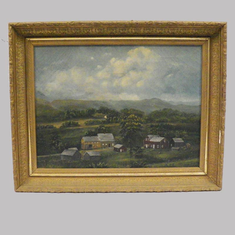 21-8638, Painting on canvas of a rural farm, American, late 19th century. $1,900