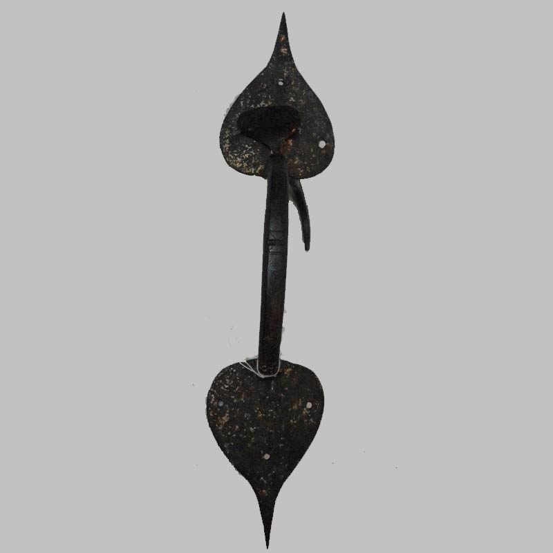 16-26458, Large hand wrought iron thumb latch double spade. Late 18th early 19th century. 19"L. $575